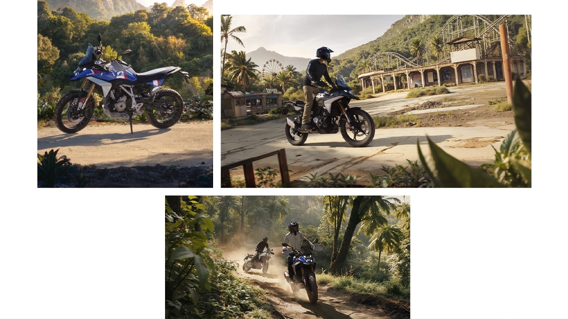 Vue arrière de la BMW Motorrad F 450 GS en pleine nature