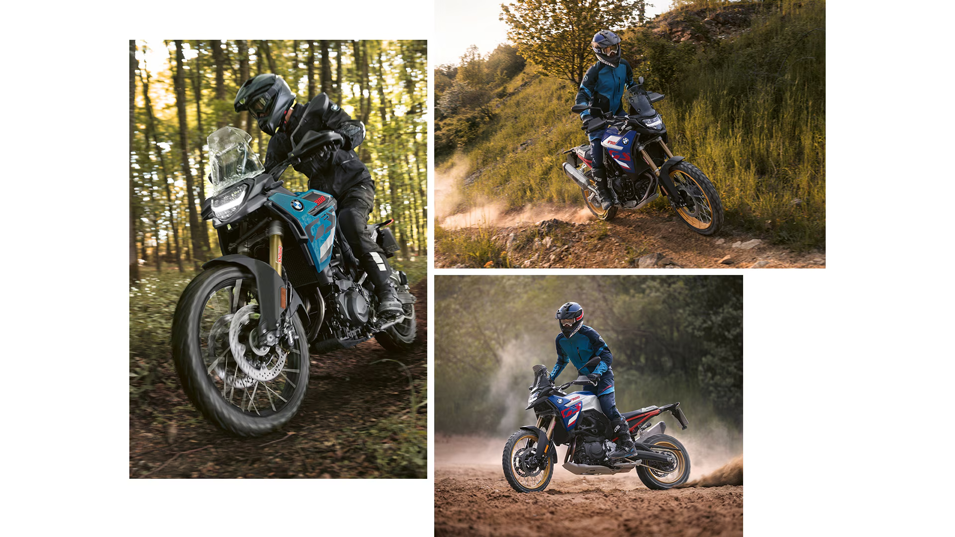 BMW Motorrad F 900 GS en virage sur route de montagne