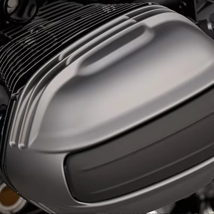 Vue moteur de la BMW R 12 nineT avec phare rond