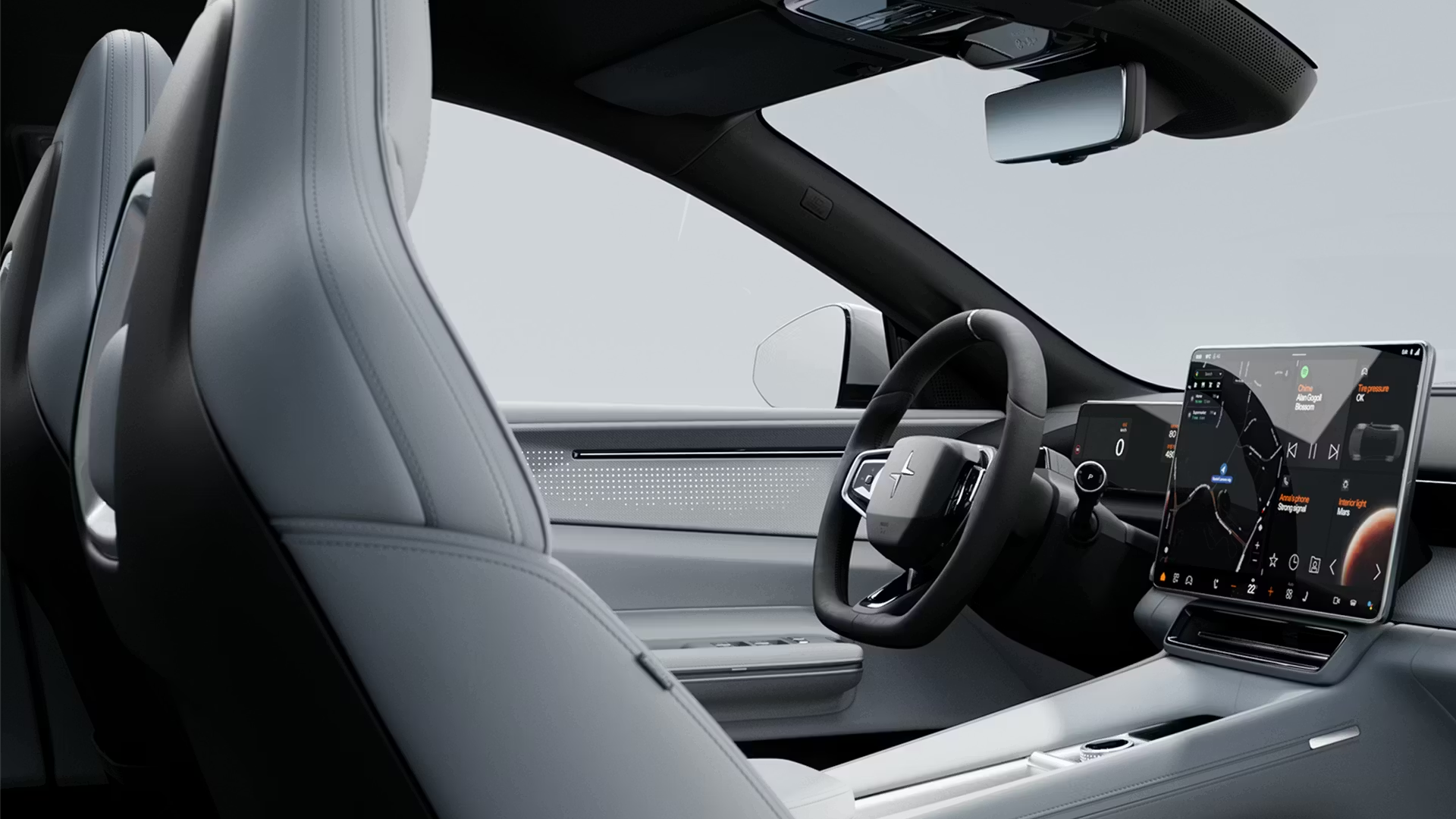 Tableau de bord numérique du Polestar 4 électrique